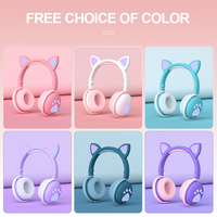 Écouteurs sans fil Bluetooth avec oreilles de chat mignonnes, casque sportif Macron