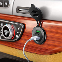 Prise USB double port Type C PD QC3.0 avec lumière LED pour voiture, camping-car, bateau, marine, camion, sortie 5V 36W, alimentation 12V/24V DC