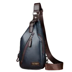 WEISI mens leather chest shoulder messenger utility sling bag for men