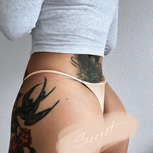 Tanga Básica de Talle Bajo con Estampado de Cebra/Leopardo, Cómoda, con Tirantes Finos, Lencería de Seda Helada, Logotipo en la Cintura - Product Image 2