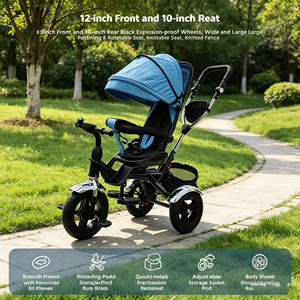 Triciclo <span class=keywords><strong>Infantil</strong></span> Antivuelco de 12/10 Pulgadas con Giro de 360 Grados °   Bicicleta para Niños Pequeños con Asiento Giratorio, Manillar <span class=keywords><strong>Ajustable</strong></span> y Pedales Plegables - Product Image 1