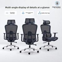 Chaise de bureau ergonomique en maille, base en acier, design minimaliste moderne, dossier haut, accoudoirs fixes, base à 5 étoiles, roulettes, chaise pivotante