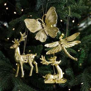 Fournisseur d'usine : Assortiment de décorations de Noël suspendues dorées électroplaquées, flocons de neige, étoiles, <span class=keywords><strong>rennes</strong></span>, anges, pendentifs pour sapin de Noël - Product Image 3