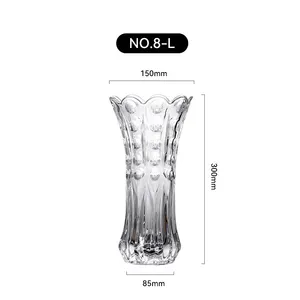 Lサイズ厚めシンプル花瓶クリスタルガラス花瓶リビングルームテーブルデコレーション