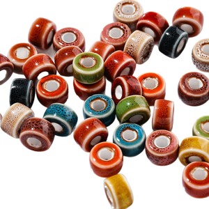 Perles entretoises en céramique à grand trou, rondes, pour la fabrication de bracelets, émaillées à la main, origine Yiwu AC4871 - Product Image 5