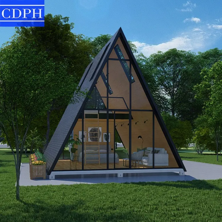 Cina Desain Modern Mewah Rumah Modular Prefab Rumah Segitiga Rumah Prefabrikasi untuk Ruang Tamu