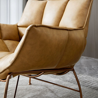 Canapé simple moderne de salon de loisirs Fauteuil d'hôtel Fauteuil lounge avec structure en métal pour la maison Fauteuil d'appoint en cuir de luxe