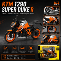 Motor Sepeda Motor Diecast Alloy Skala 1/12 Model Tahan Lama dengan Rangka Trellis Kemudi Terhubung dan Mesin Mainan yang Detail