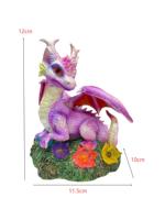 Nouveau design Dragon violet avec éclairage LED Fleurs Figurine Dragon LED Statue de dragon en résine