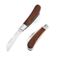 Couteau de greffage à lame en acier inoxydable, manche en bois, double usage, pour jardinage, tactique, EDC, chasse, poche, OEM personnalisable