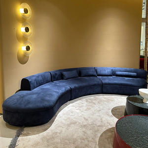 Ensemble de canapés d'angle incurvés <span class=keywords><strong>Piaf</strong></span> de luxe minimaliste, meubles haut de gamme sur mesure, ensemble de canapés en tissu suédé italien nubuck - Product Image 5