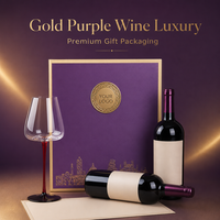 Boîte cadeau écologique pour deux bouteilles de vin violet or, logo personnalisé, emballage de vin rouge en bois de qualité supérieure, OEM ODM