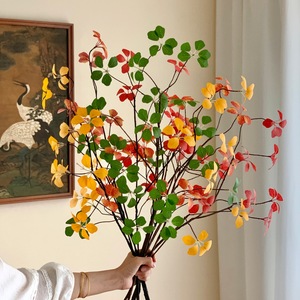 Artificial Lotus Leaves Long Branches Red Green Yellow Silk Flowers For Home Decor Chinese Style <b>Plant</b> Ornament - Product Image 1
