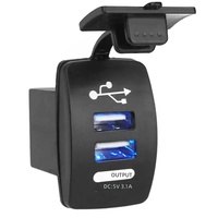 Cargador de coche y motocicleta con USB dual de 12-24V, 5V 31A, ajuste universal estándar para coche eléctrico, ATV, barco