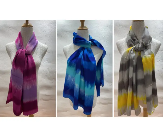 100% silk scarf Wholesale plain white silk scarves Customize various sizes of curled scarf 100% silk