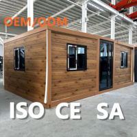 Casa prefabricada de madera, casa modular de techo plano, casa contenedor expandible prefabricada para Villa