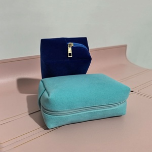 Su misura eco-friendly tessuto di velluto a prova di polvere cerniera morbida maniglia piccola capacità signora cosmetica e per la custodia - Product Image 2