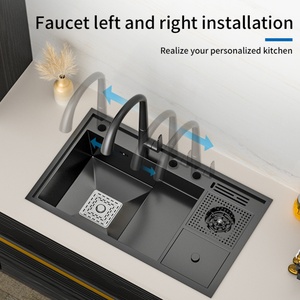 Évier de cuisine multifonctionnel en acier inoxydable 304 de luxe, à cuve unique, avec couvercle de lave-gobelet intelligent multifonctionnel en nano, accessoires de luxe - Product Image 5