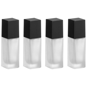 Wholesale 20ml 30ml 50ml Empty Square Cosmetic Packaging Frosted Liquid Foundation Glass Bottle with Matte Cap - Product Image 1