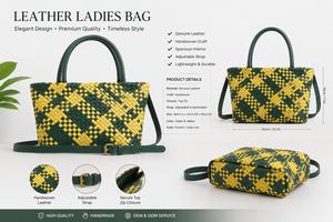 Premium Quality Genuine Leather Ladies Handbag Luxury Designer Shoulder Bag for Women Daily Office and Travel Available For Sale - Product Image 4
