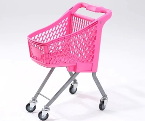 Carrito de compras de plástico para niños, carrito de hierro, tienda de comestibles al por menor con bandera para niños - Product Image 5