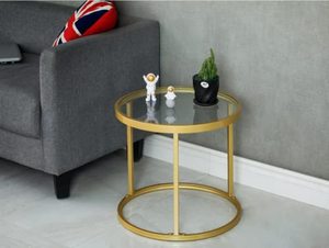 Moderne Glazen Salontafel Set Goud Metalen Nesttafels Huis Woonkamer Slaapkamer Veelzijdige Eetkamer/Keuken Buitenmeubilair - Product Image 6