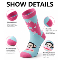 Chaussettes de mollet en coton jacquard Paul Frank sous licence IP, motif singe amusant, personnages mignons, vente en gros, personnalisation disponible