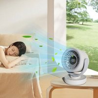 Ventilateur de bureau rechargeable 3600 mAh avec affichage LED intelligent, fonction de minuterie rotative, filtration d'air et oscillation