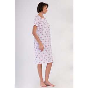 Camisón de algodón para mujer, manga corta, estilo clásico, ropa de dormir de tejido suave, azul - Product Image 3