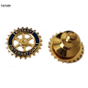 Spilla da club <span class=keywords><strong>Rotary</strong></span> International personalizzata placcata oro, in ottone stampato a pressione, con smalto duro e intagli, design 2D moderno e tradizionale, in metallo Han - Product Image 4