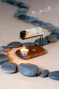 Brûleur d'encens créatif multi-usage en bois pour la maison, support en laiton pour bâtonnets d'encens et sauge, porte-encens aromatique - Product Image 5