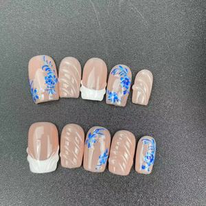 <span class=keywords><strong>Uñas</strong></span> artificiales Verano Estilo dulce Azul Flores <span class=keywords><strong>pequeñas</strong></span> Modelado tridimensional Alta calidad Reutilizable Fábrica al por mayor - Product Image 2