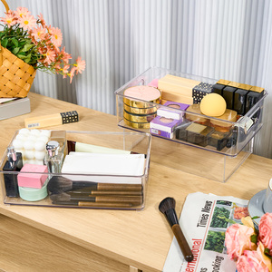 6 Pack Clear Plastic Storage <b>Bins</b> Stackable Organizer Trays with Handles for <b>Kitchen</b> Pantry & Bathroom - Product Image 2