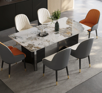 Table à manger rectangulaire avec piètement métallique, prix usine, ensemble de table à manger en céramique et pierre frittée à prix abordable