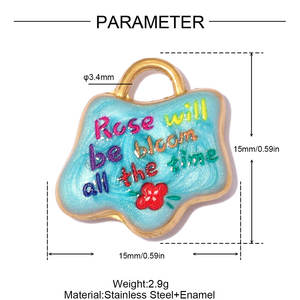 Pendentif Breloque D583 en Acier Inoxydable, Fleur Colorée Émaillée, pour Fabrication de Bijoux DIY - Product Image 3