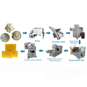 New Design Soap Machinery Equipment Soap Making Machine Mixer Crutcher Vacuum Dryer Plodder Cutter Stamper Line 300-500kg/h - Product Image 1