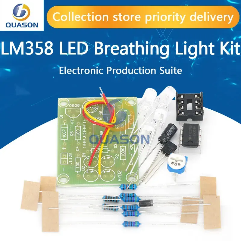 LM358 LED ชุดแสงหายใจชุดการผลิตอิเล็กทรอนิกส์ชุดอิเล็กทรอนิกส์ชิ้นส่วน DIY แสงลมหายใจ DIY ชุด PCB ห้องปฏิบัติการ