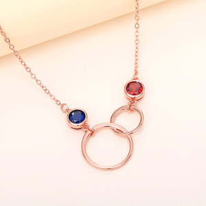 Collana Minimalista con Doppio Cerchio per Donne, Gioielli di Moda con Micro Pavé - Product Image 3