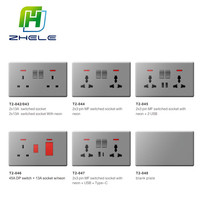 Interruptor de Pared con Enchufe LED, Enchufe Británico, Interruptor de Enchufe para Computadora