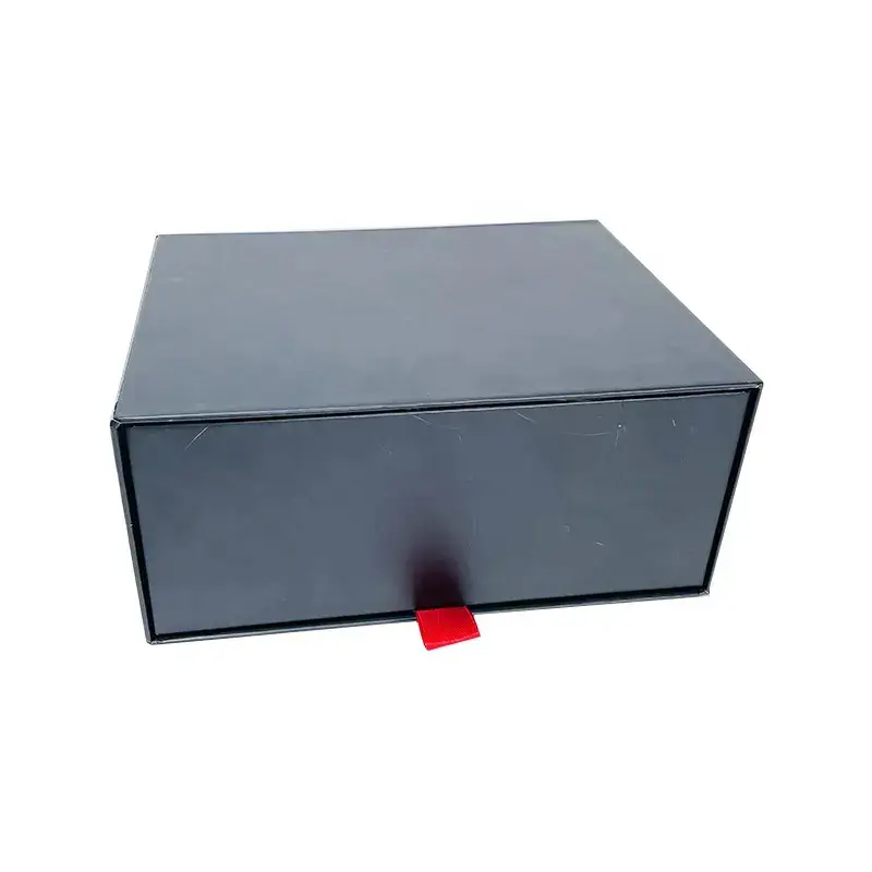 متوفر بسعر منخفض موك صندوق هدايا قابل للطي مغناطيسي مسطح صلب أسود اللون متوفر بسعر الجملة