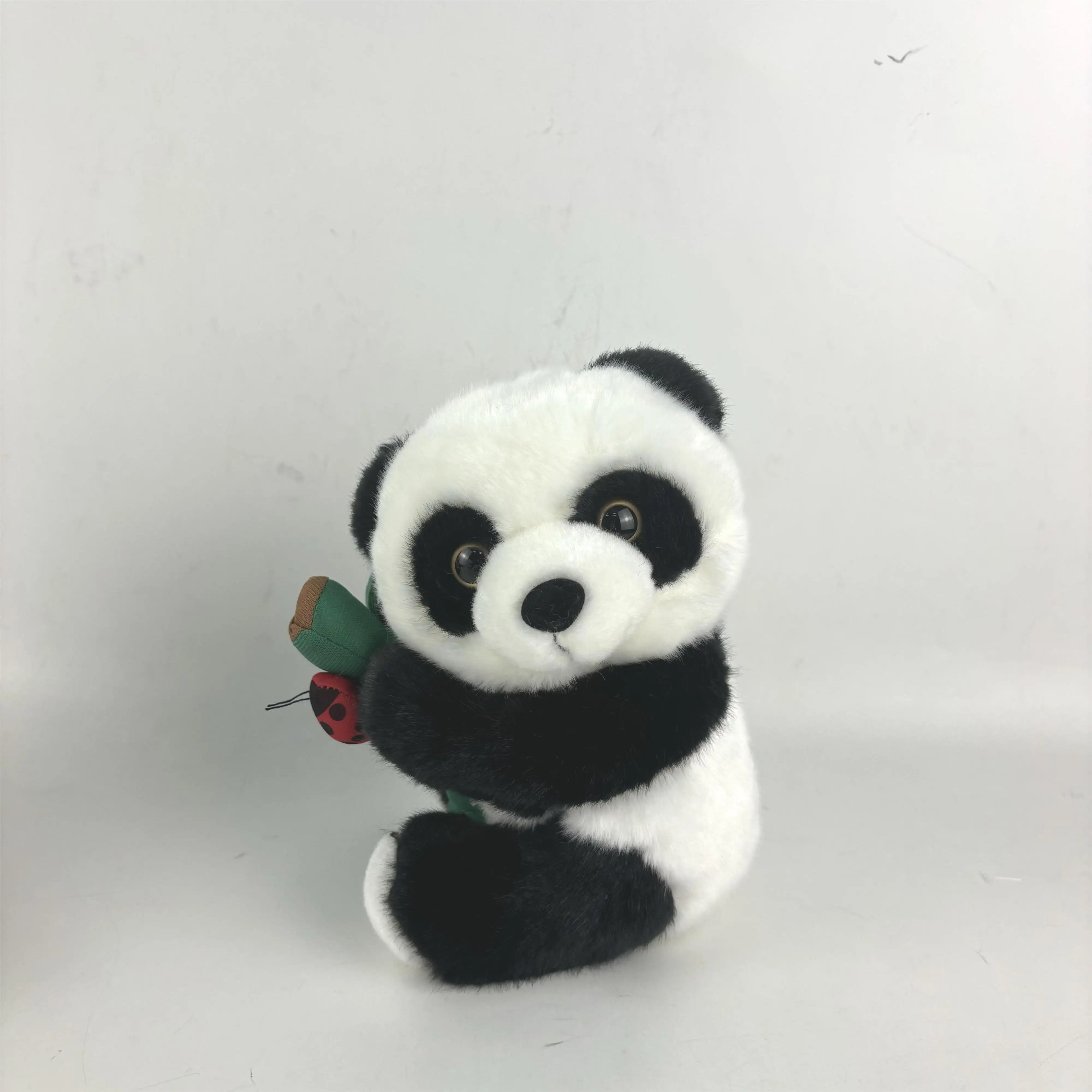 Panda divertido de 18cm con juguetes de tubo de bambú, Animal de dibujos animados suave, oso blanco y negro, Panda, muñeco de peluche, juguetes de peluche