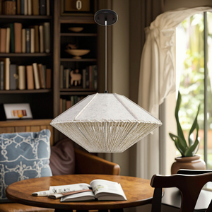 Lampada a Sospensione Moderna Europea Fatta a Mano <span class=keywords><strong>in</strong></span> Rattan e <span class=keywords><strong>Corda</strong></span> di Carta, <span class=keywords><strong>Paralume</strong></span> Decorativo a Cupola per Interni - Product Image 3