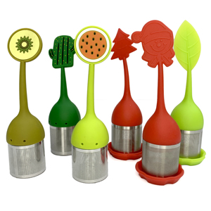 Kerstpromo Cadeau Roestvrijstalen Thee-Infuser Zeef Met Siliconen Handvat Keukenaccessoires Metaal Materiaal - Product Image 3