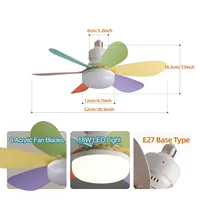 Kipas lampu LED kepala sekrup E27, 20.5 inci Remote Control tiga warna peredupan dapat dilepas daun ruang tamu kamar tidur kipas lampu