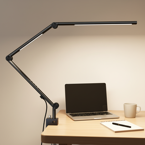 Lampe de bureau LED simple à courant continu, réglable, flexible, double source lumineuse, CRI 90 élevé, blanc chaud à blanc froid, contrôle tactile, intensité variable - Product Image 1