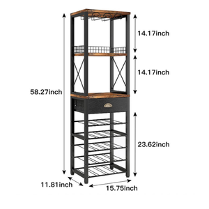 Venta al por mayor interior cocina hogar rústico de pie estante de almacenamiento de metal de madera copa de vino estante de vino para muchas botellas - Product Image 5
