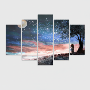 Couple Under Stars: Elegant Printed <b>Canvas</b> <b>Wall</b> Art for Modern Decor,SET OF 5 MIX <b>CANVAS</b> - Product Image 2