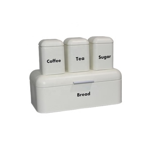Boîte à pain pour comptoir de cuisine, conteneur de rangement pour pain en métal avec boîtes à café, thé et <span class=keywords><strong>sucre</strong></span>, ensemble <span class=keywords><strong>vintage</strong></span> de boîte à pain et de boîtes - Product Image 4