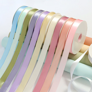 Solid Color Satin Ribbon Polyester Gift Wrapping Ribbon Floral Craft <b>Bow</b> Packaging Ribbon 2.5cm x 80 yd - Product Image 2