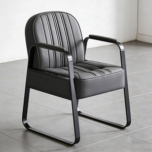 Fauteuil de Barbier Haut de Gamme en Acier Inoxydable, Siège Professionnel de Coiffure en Cuir, Tabouret de Repose-Pieds, Chaise de Salon Commerciale Tendance - Product Image 1